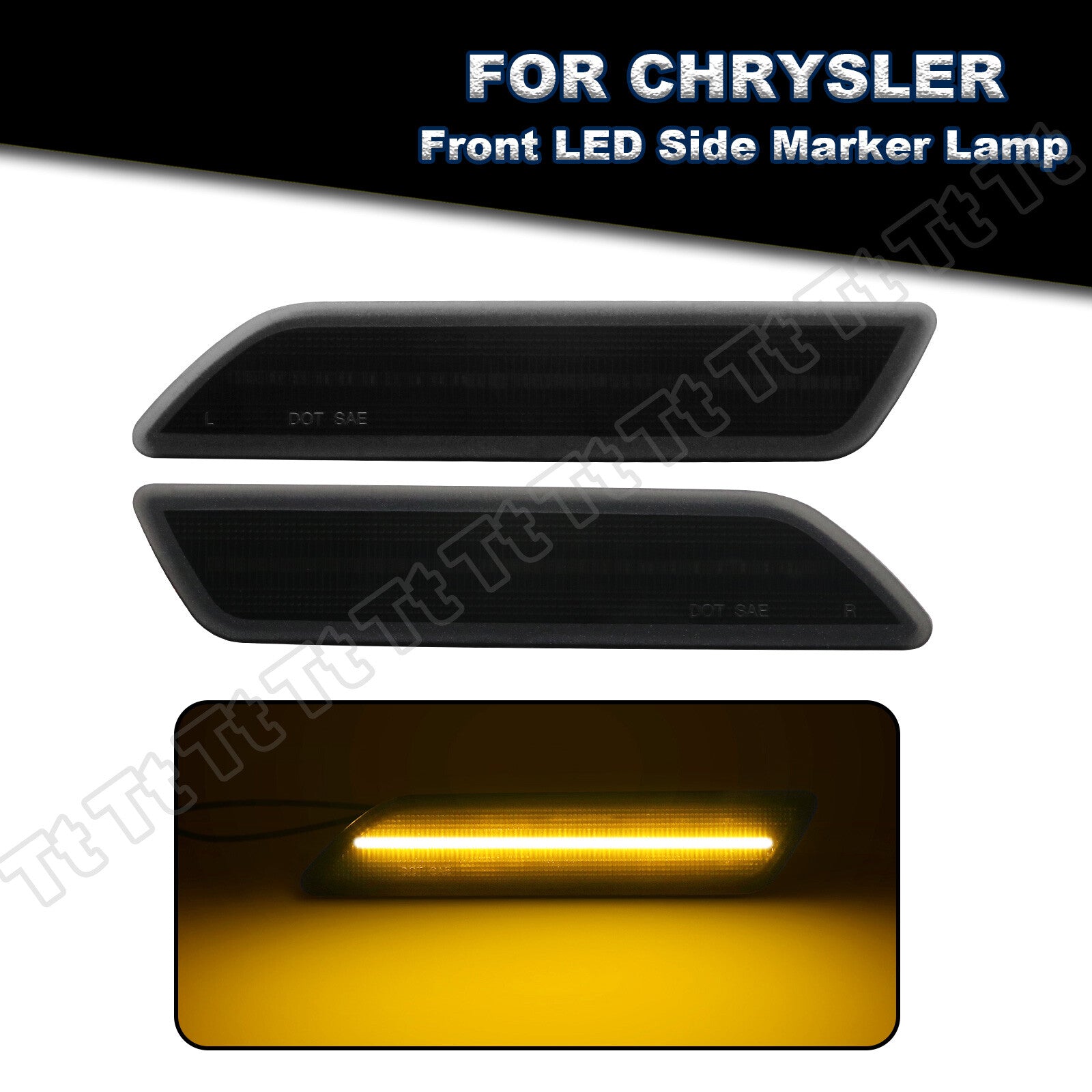 2 Piece LED Front Side Marker Light Reflector for Chrysler Sebring Sedan Convertible v