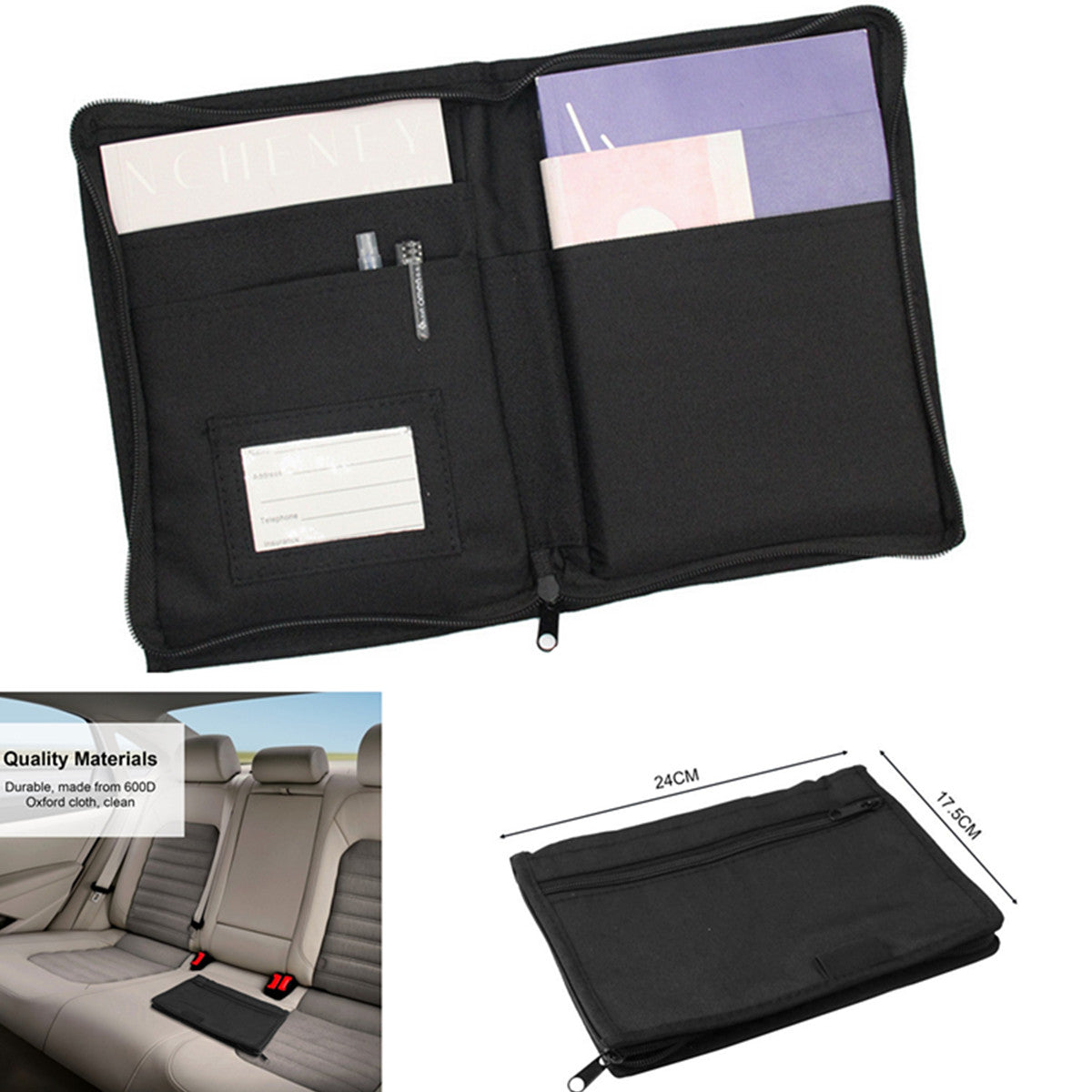 Car Glove Box Storage Organizer Cash Box Document Envelope File Pouch Case