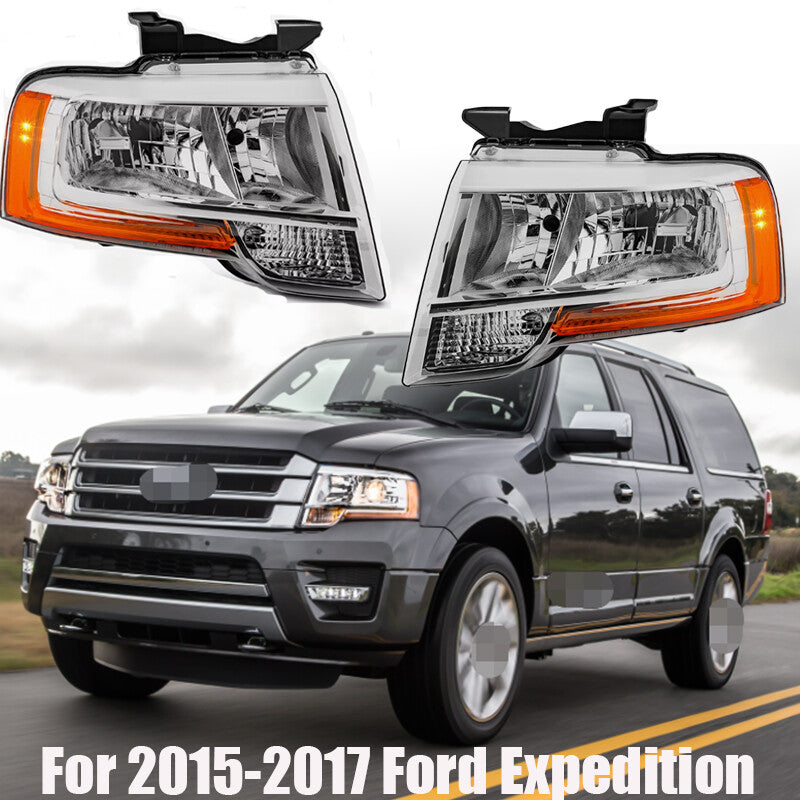 Right Left Side Chrome Headlight For 2015-2017 Expedition 15-17 Headlight n