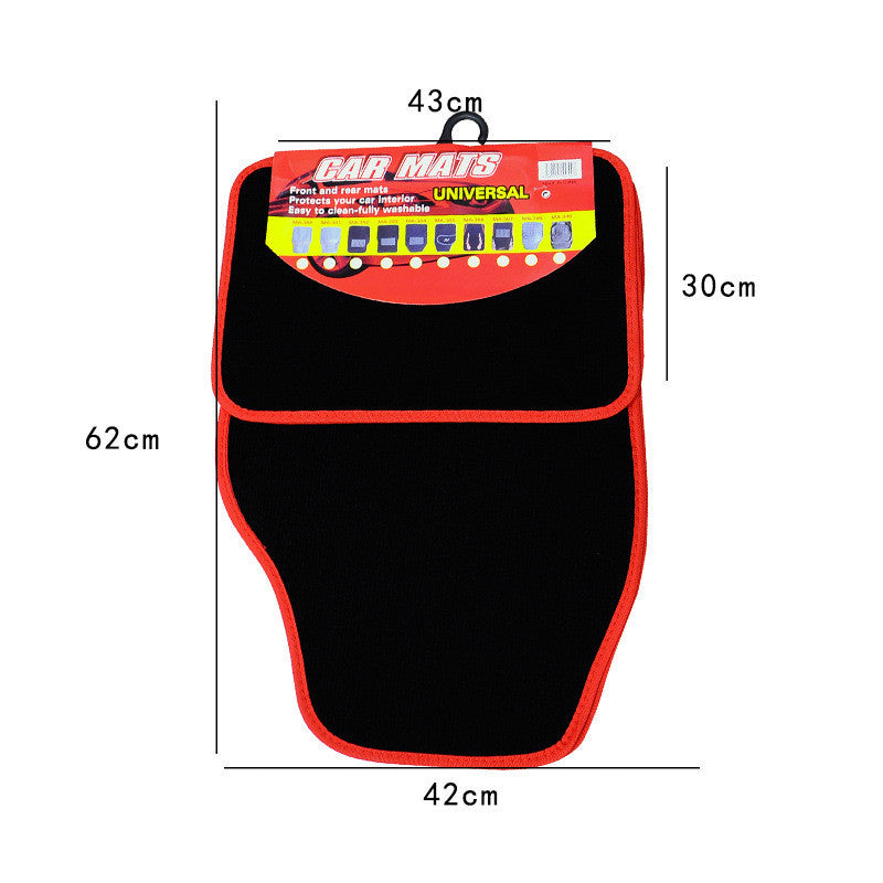 4Pc Car Black/Red Prevent Wear Pad Floor Mats Carpet Semi Custom Heavy Duty Heel