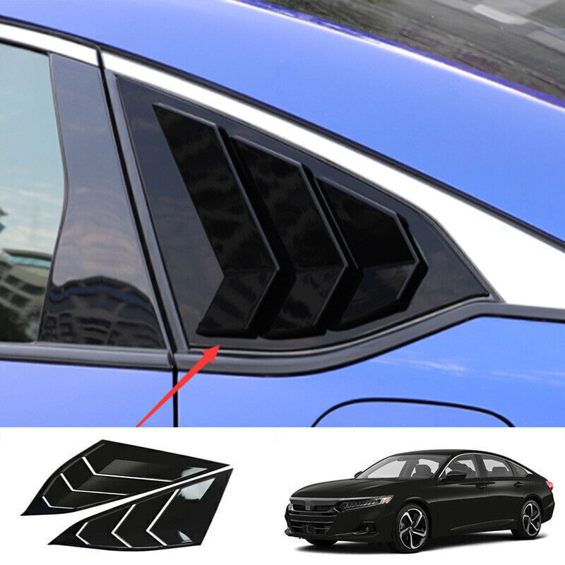 for Honda Accord 18-2022 Gloss Black Side Vent Window Scoop Louver Cover Trim 2P