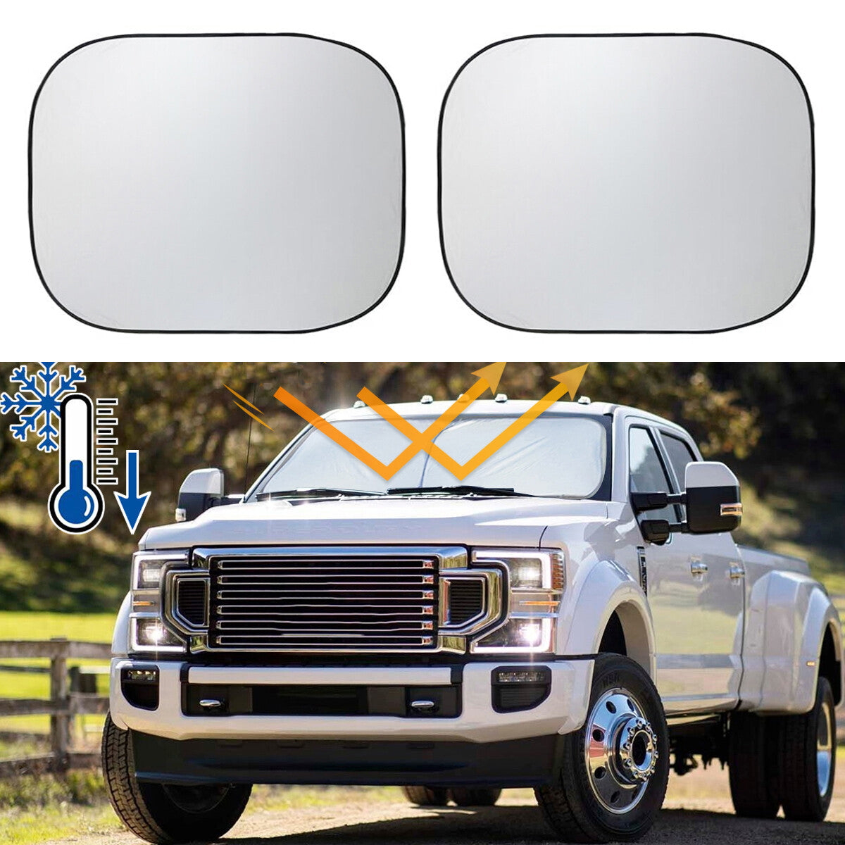 2-Piece Car Windshield Sunshade UV Protector Cover for Thunerbird Accessories - n