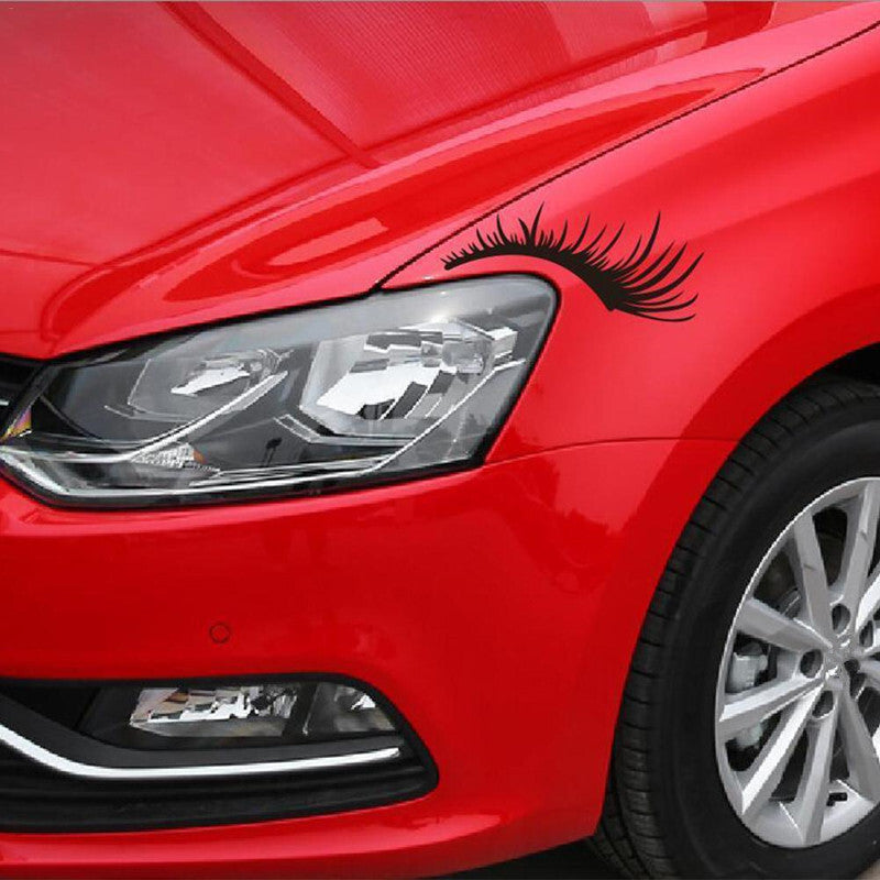 3D Charming Black False Eyelashes Fake Eye Lash Sticker Car Headlight Decor 2PC