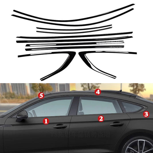 for AUDI Q8 2019-2024 Black Exterior Window Glass Frame Strip Cover Trims Decor