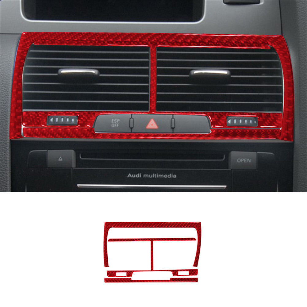 3Pcs Red Carbon Fiber Center Air Vent Outlet Cover Trim for Audi Q7 2007-2015