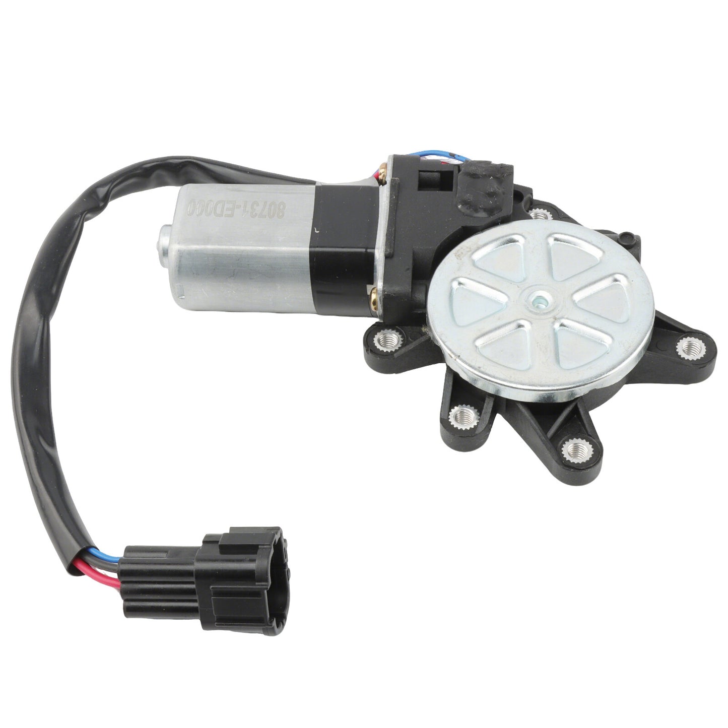 One-piece window motor 80731-ED000 suitable for Nissan Versa L4 1.6L, 1.8L sedans, and 1.8L hatchbacks.