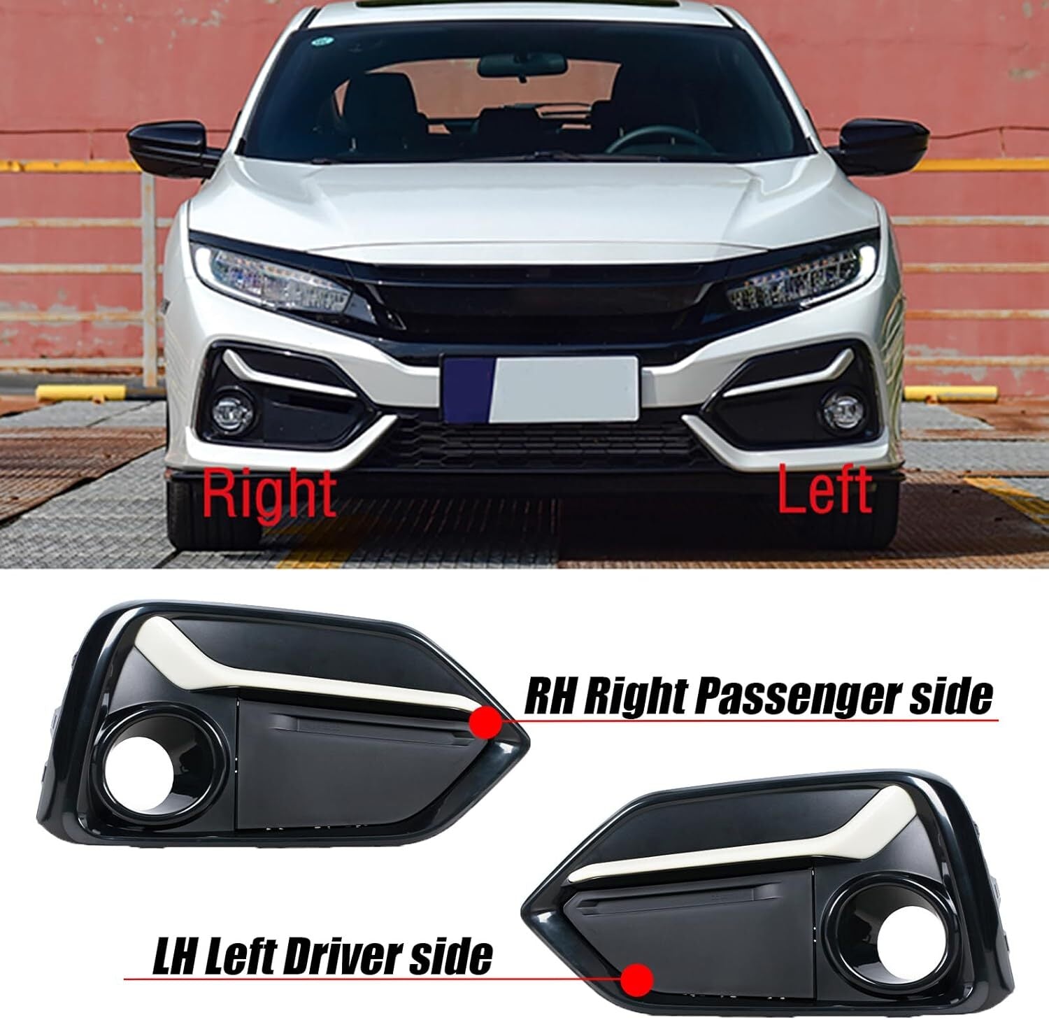 Front right fog light cover frame for Honda for Civic 2017-2021 5-door hatchback