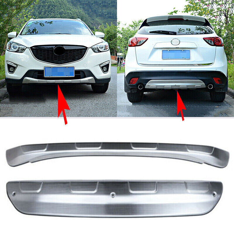 for Mazda CX-5 2012-16 Silver Titanium FrontRear Bumper Skid Protector Guard 2x