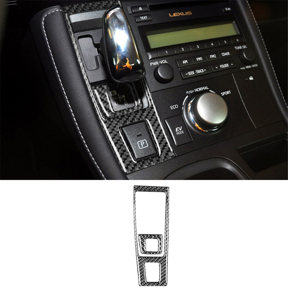 2Pcs Carbon Fiber Interior Gear Shift Cover Trim for Lexus CT200h 2011-2017