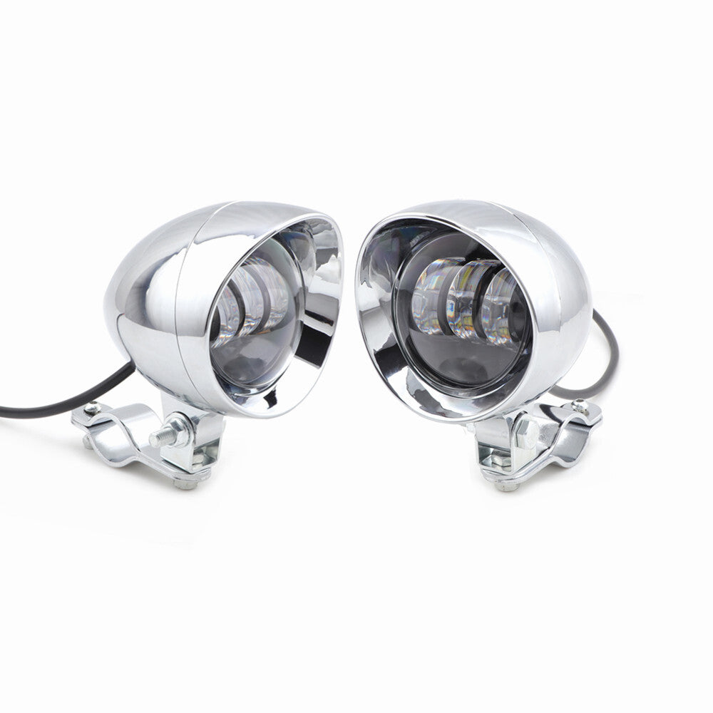 Motorcycle LED Bullet Passing Spot Fog Light With Guard Bar Mount Bracket Clamp Q