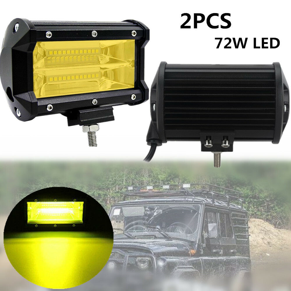 2 x 72W Dual-Row Yellow LED Headlights for Off-Road Maintenance - n