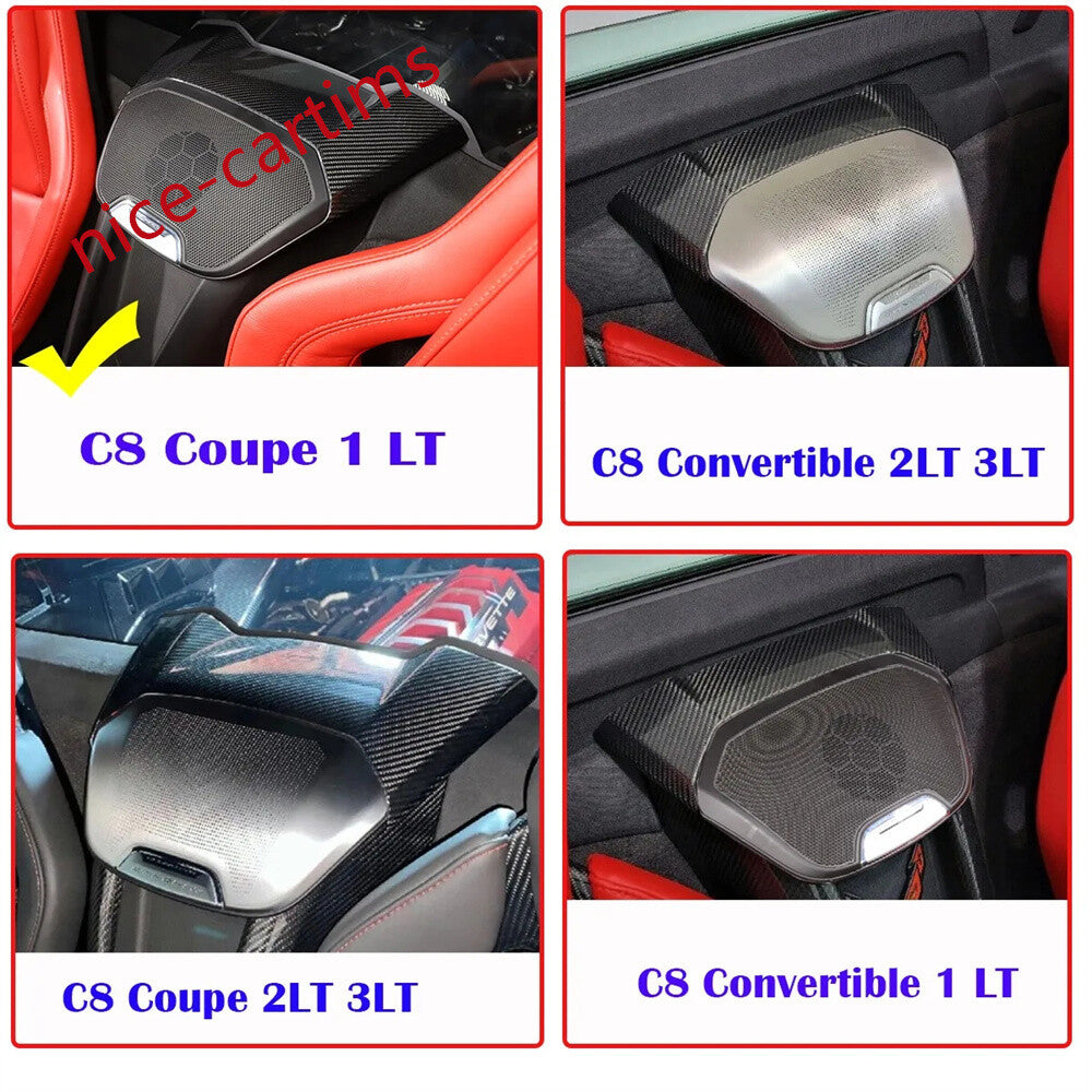 Red Carbon Fiber Rear Speaker Upper Panel Trim Fit for Corvette C8 2020-24 Coupe