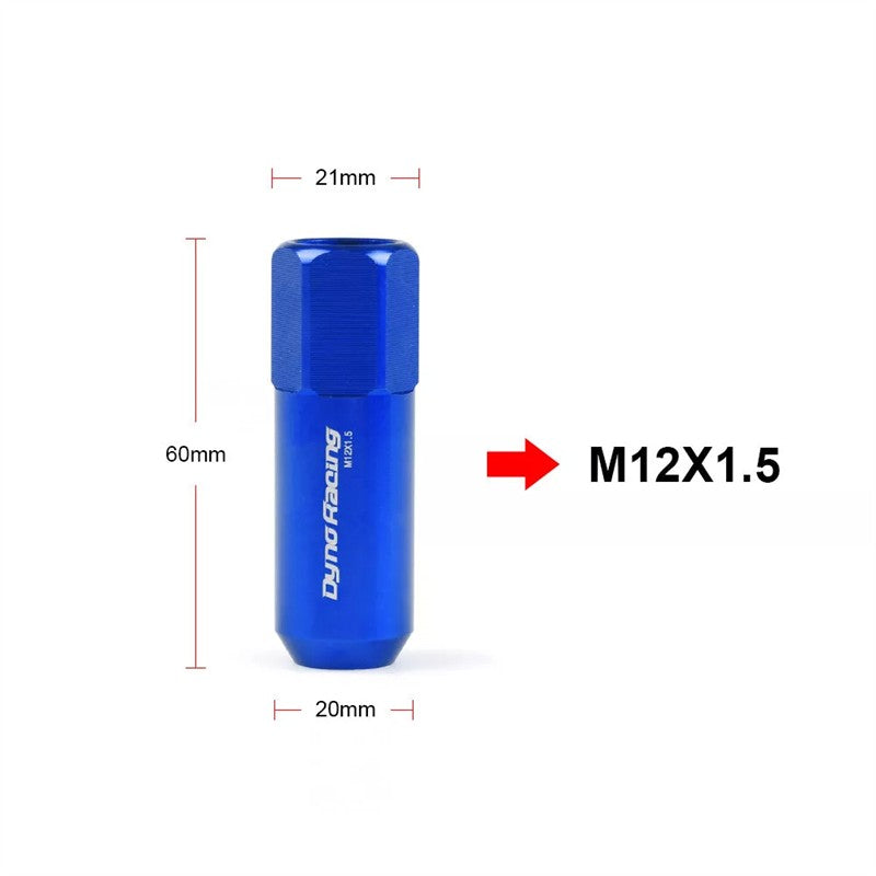 20Pcs M12X1.5 60MM Extended Tuner Racing Wheel Lug Nuts Forged Blue Aluminum Q