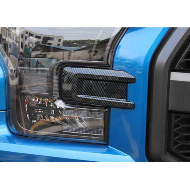 for ford  F150 F-150 2015-2020 Carbon Fiber Front Headlight Lamp Decor Cover Trim