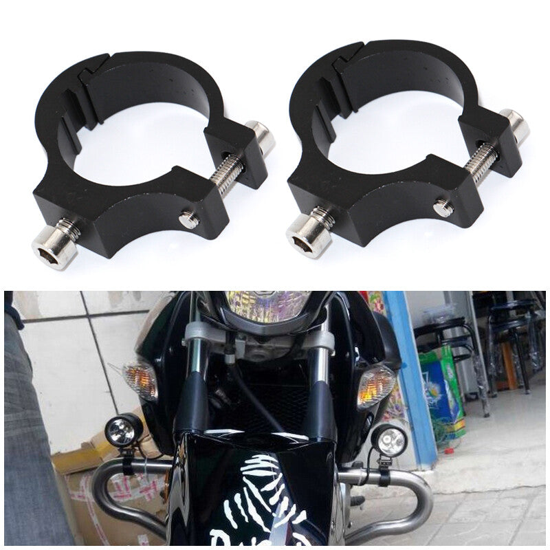 2-Piece Motorcycle 21-35mm Handlebar Fork Clip LED Headlight Mount Assembly - n