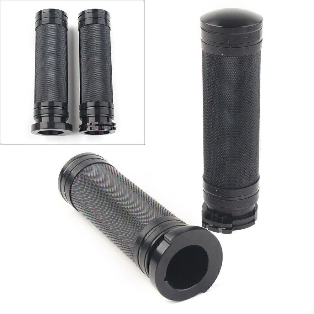 CNC Handlebar Hand Grips Black for Harley Sportster Dyna Softail Touring Fatboy Q