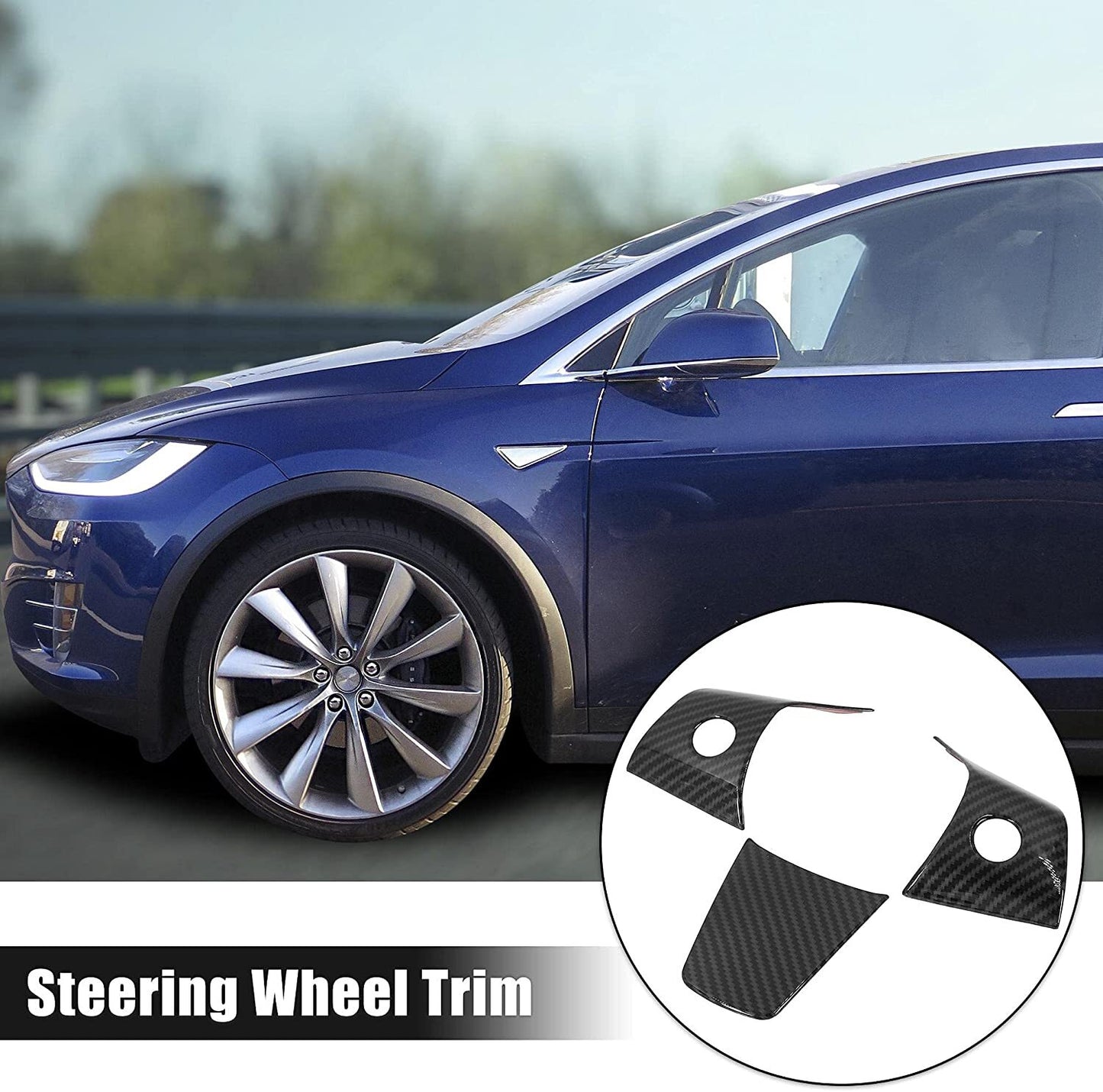 3x For 2017-2022 for Tesla Model 3 Y Red Color Steering Wheel Cover Trim Decal Q