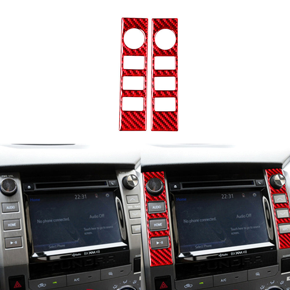 Red Carbon Fiber Central Volume Button Cover Trim for TOYOTA TUNDRA 2014-2018