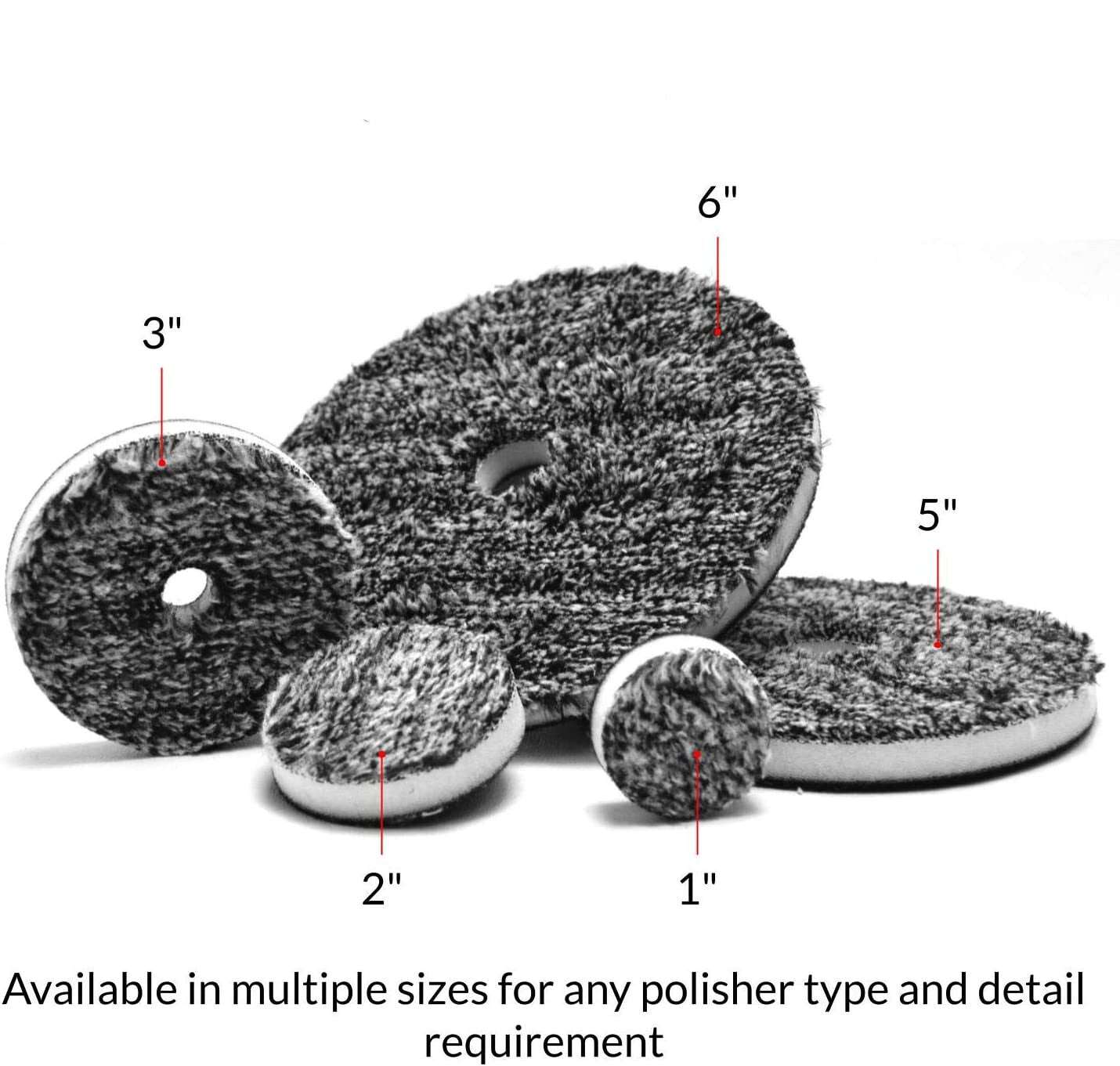 Microfiber pads for random track polishing machines, used for car waxing and cutting.