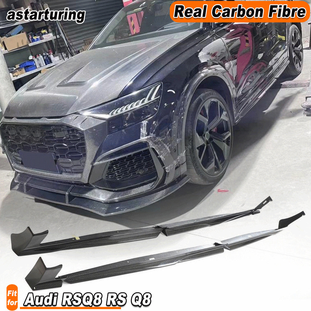 Fit for Audi RS Q8 RSQ8 2020-2023 Real Carbon Fiber Side Skirts Extensions Lips