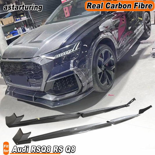 Fit for Audi RS Q8 RSQ8 2020-2023 Real Carbon Fiber Side Skirts Extensions Lips