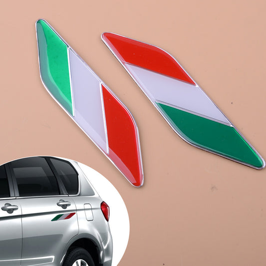 2pcs Car Side Fender Italy Italian Flag 3D Emblem Badge Decal Sticker Q
