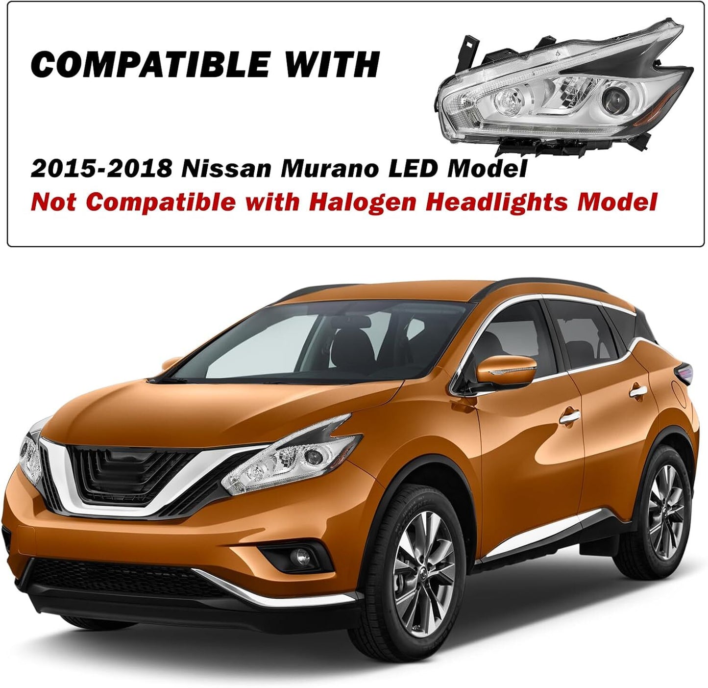 Full LED Headlights Assembly Headlamps Left+Right For 2015-2018 Murano n