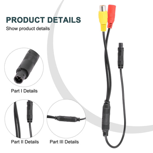 Car Backup Reverse Camera 4 Pin Male To CVBS For Female Connector Wire v