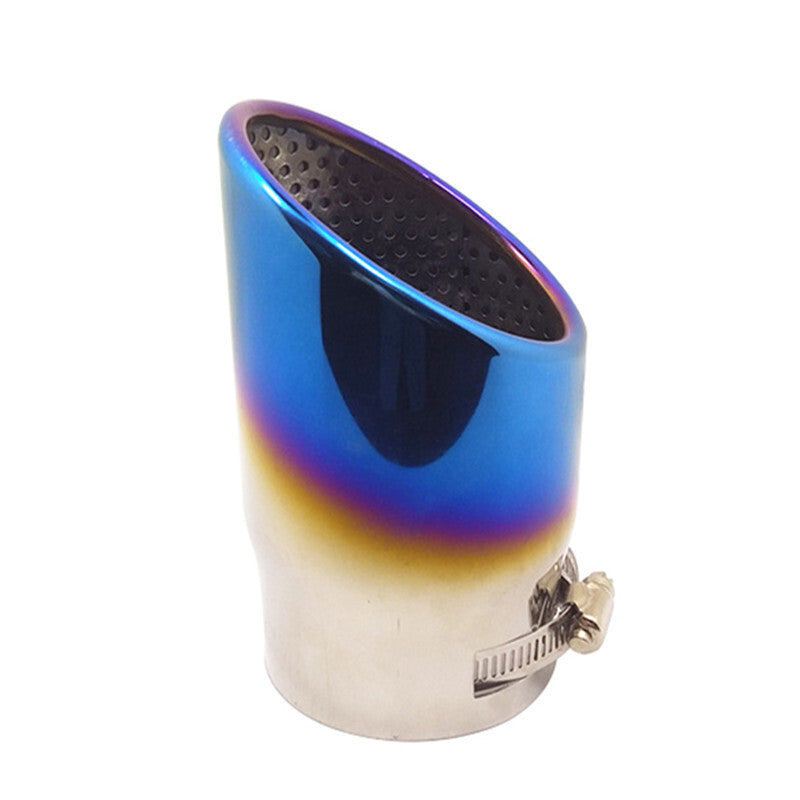 1Pcs Car 87mm Muffler Tip Stainless Steel Exhaust Pipe Roasted Blue Tail Throat
