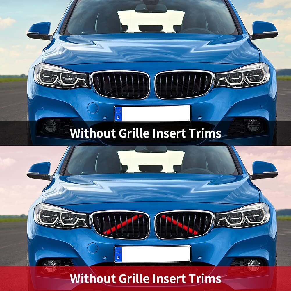 2-Piece Red V-Support Car Front Grille Trim Cover for 1 2 3 4 F22 F31- n