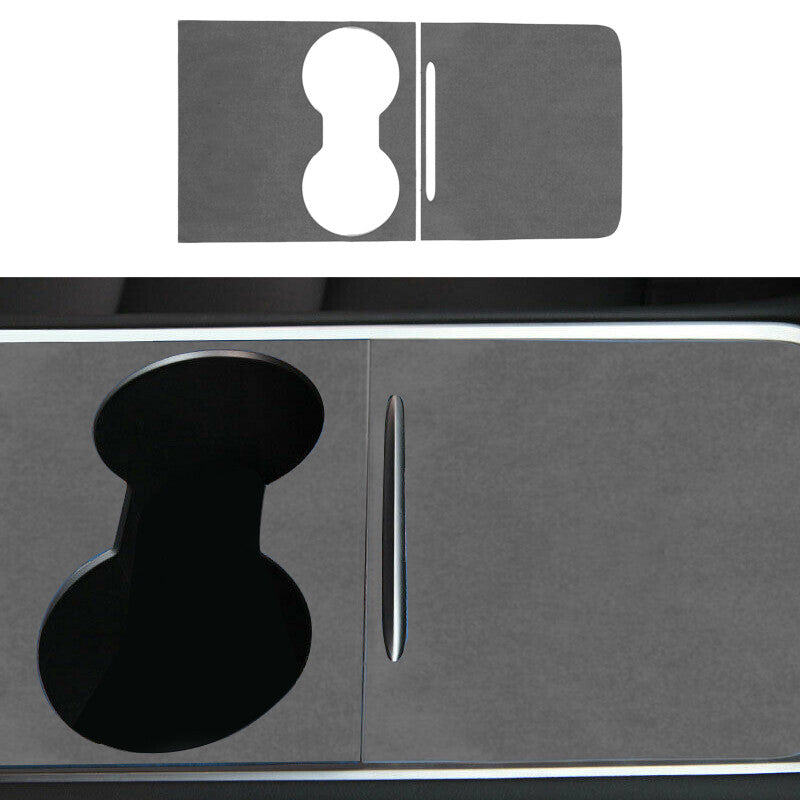 Grey Suede Leather Center Console Wrap Cover Trim Fit for Model 3 Y 2021 v