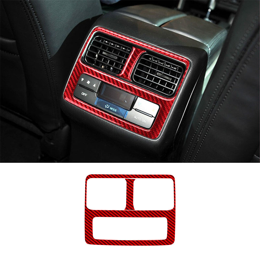3X Carbon Fiber Rear Cup Holder Frame Trim Panel For Explorer 2011-2014 Red v