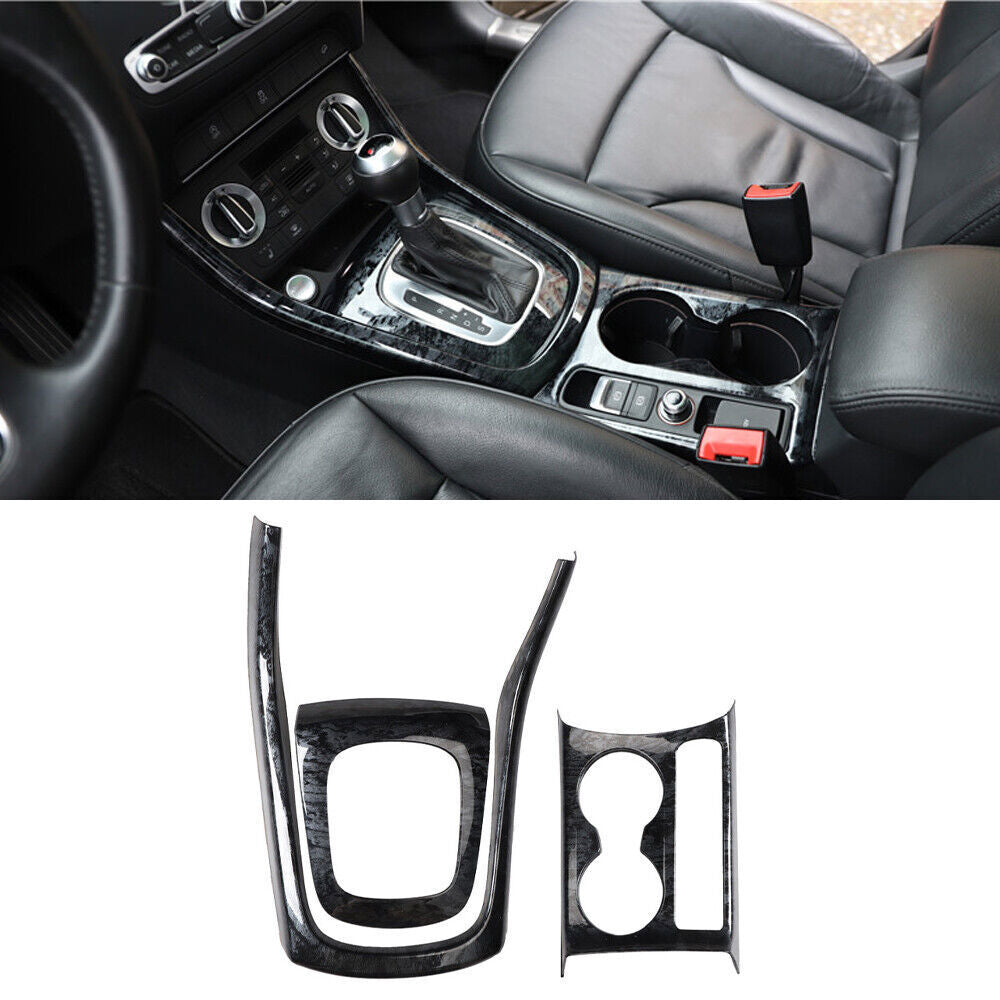 Fit for Audi Q3 15-18 Black Wood Grain Console Gear Shift Water Cup Cover Trims
