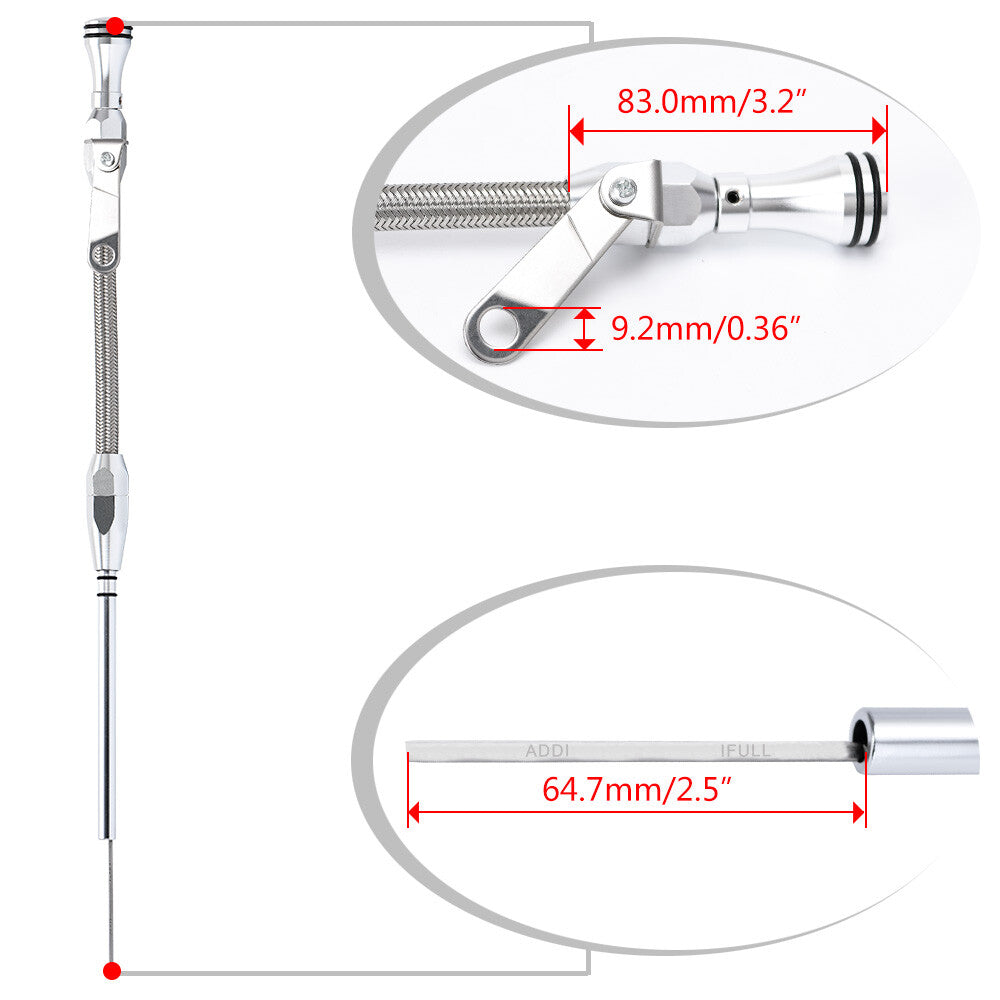 Stainless Braided Oil Pan Dipstick Passenger Side For SBC for Chevy 305 350 400 5.7