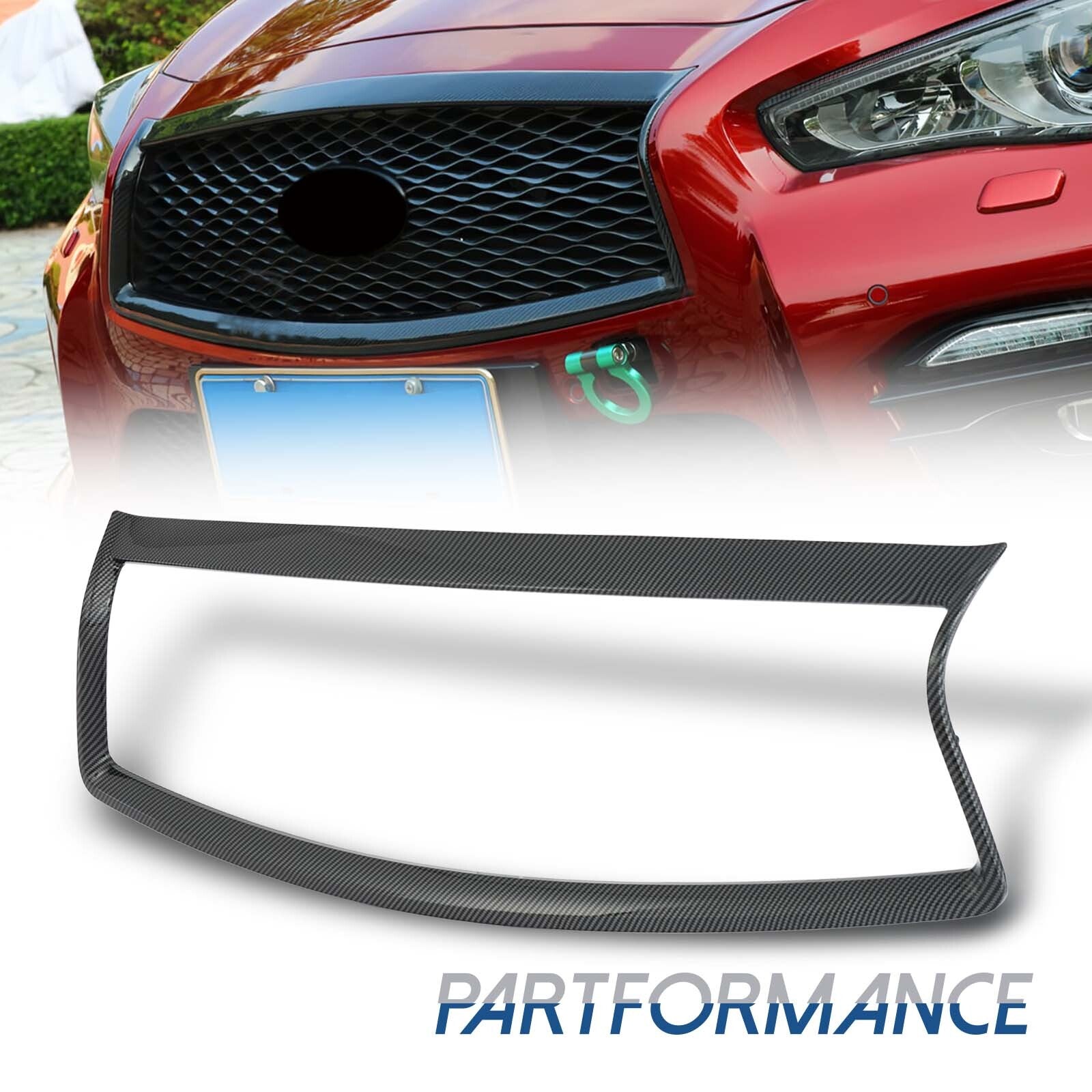 For 2014 - 2017 for Infiniti Q50 S Carbon Fiber Look Front Grill Contour Trim Cover - v