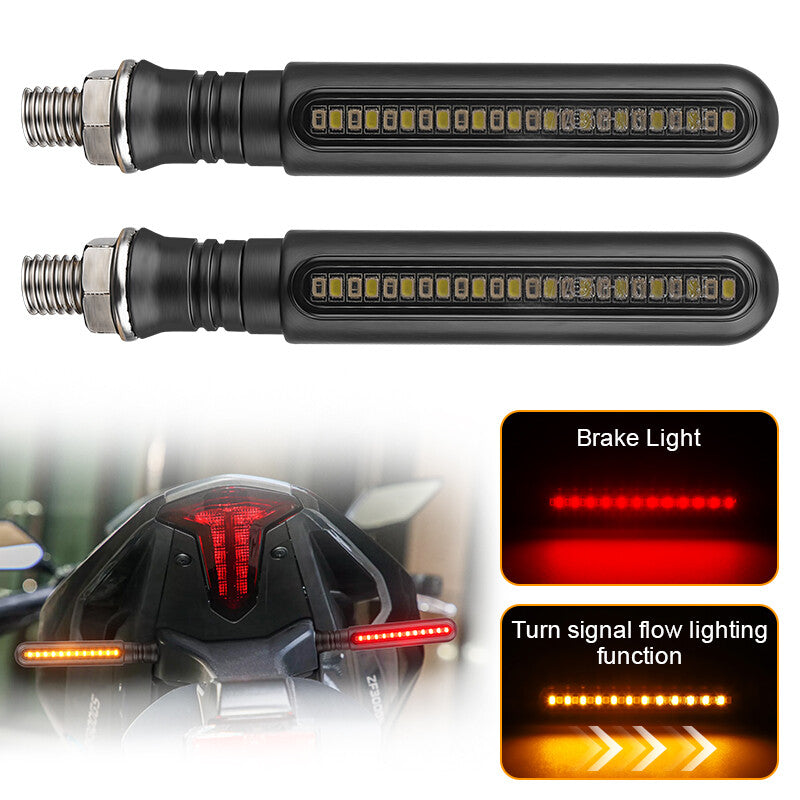 2x LED Rear Motorcycle Sequential Flowing Turn Signal Indicator Light Brake Lamp