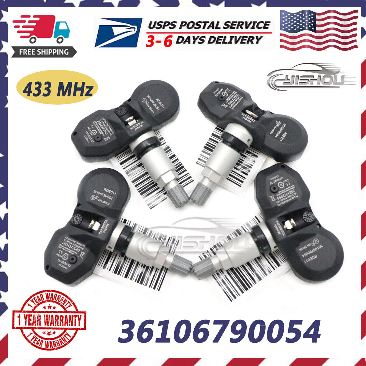 New Set 4pcs 36106790054 TIRE PRESSURE SENSOR TPMS Fits for BMW for Mini 433MHz US