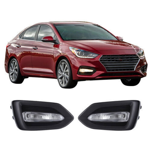 Bumper Fog Light Kit w/ Wiring Switch Bezel for Hyundai Accent 2019 2020 2021 n