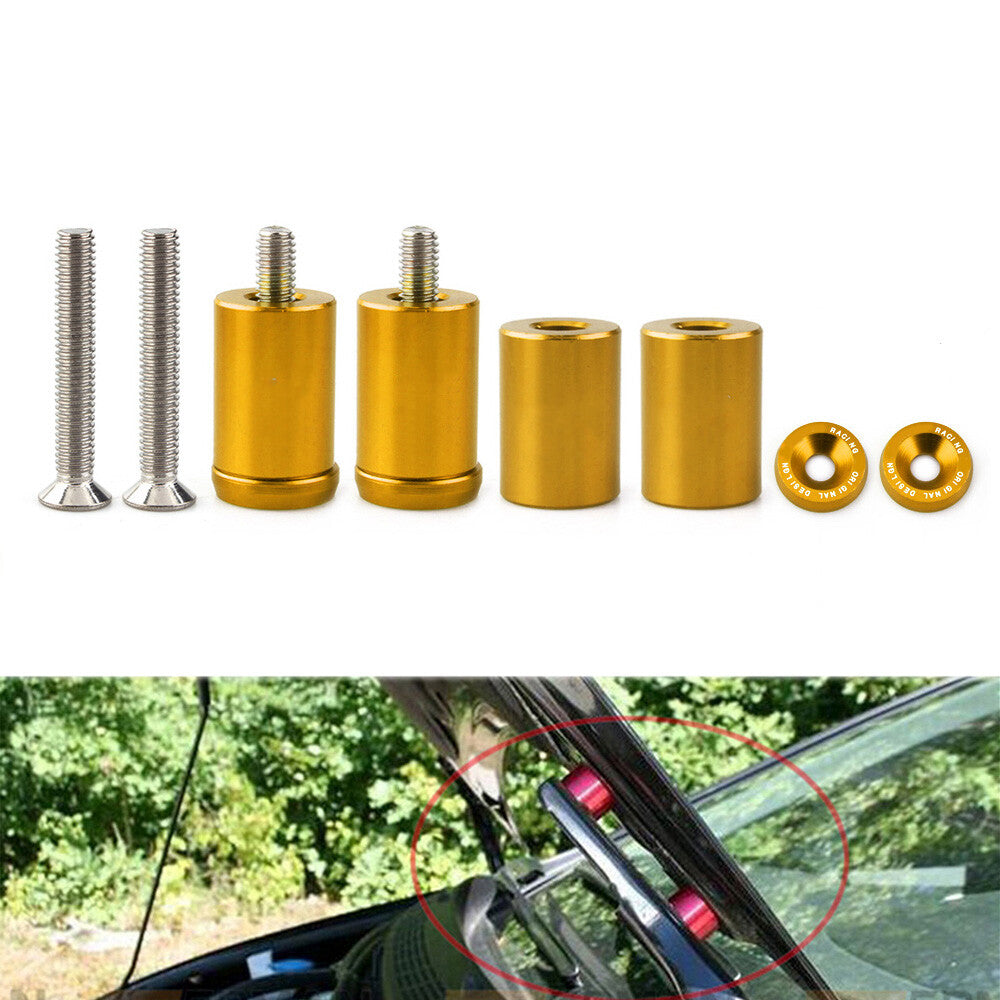 Gold Hood Spacer Riser Kit Racing Aluminum Engine Vent Lift 6mm bolt 1 inch Q