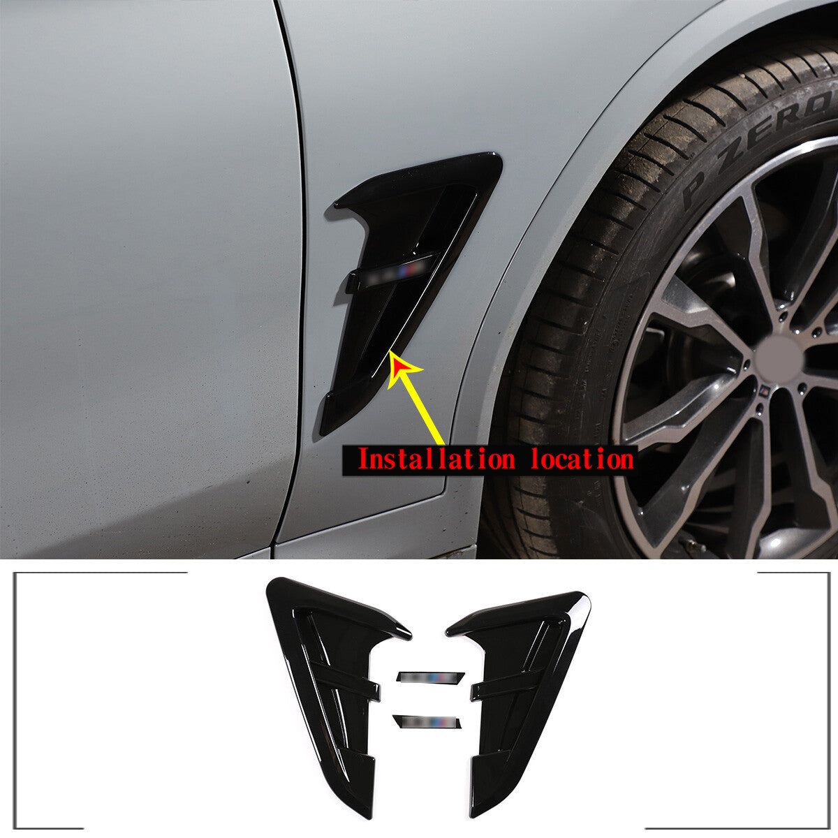for 03-09 for HUMMER H2 Gloss Black Rear Headlight Protector + Tail Light Vent Cover Trim- v
