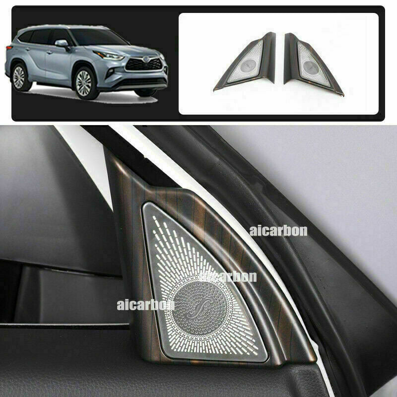 Wood Grain Front Triangle A Pillar Cover Trim for Toyota Highlander 2020-2023