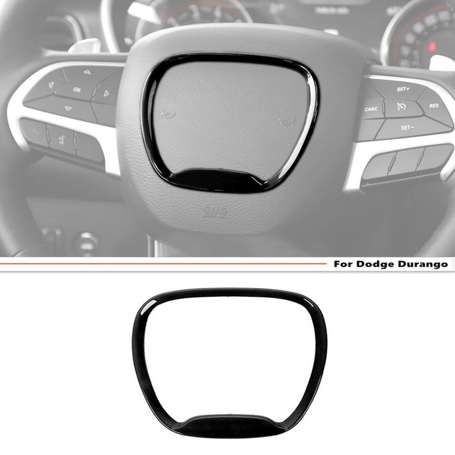 For 2014-2024 for Dodge Durango Gloss Black Interior Steering Wheel Ring Cover Trim v