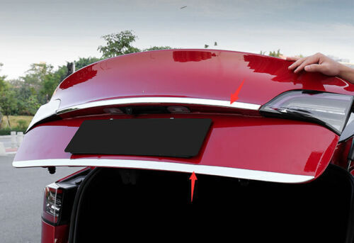 Stainless Rear Door Trunk Lid Tailgate Strip Trim 2x 18-21 For Model 3 B n