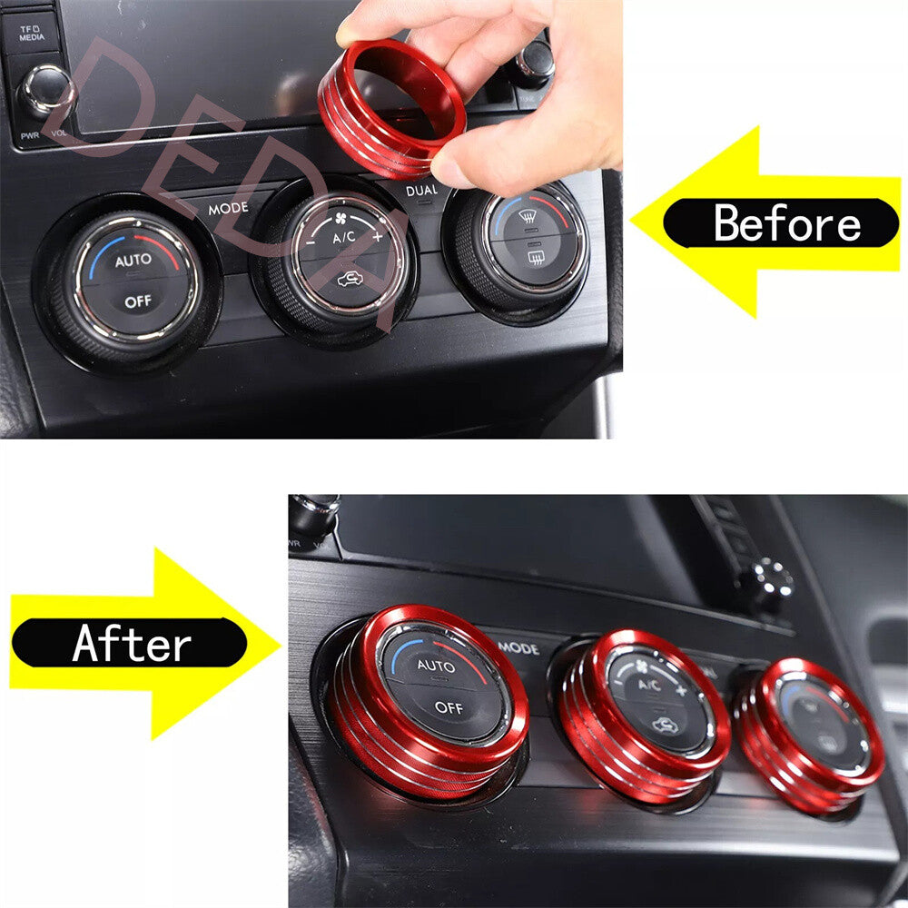 for Subaru Forester XV 2013-18Red Alloy AC/Rearview Mirror Adjust Knob Ring Trim