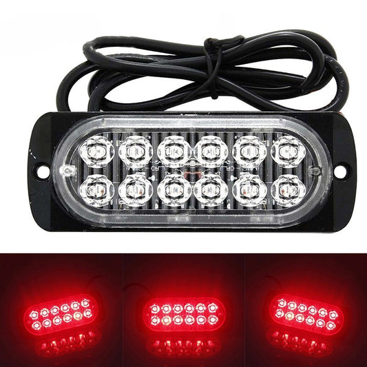 Optically enhanced 12-LED off-road vehicle/truck safety red light 12V ~ 24V 36W
