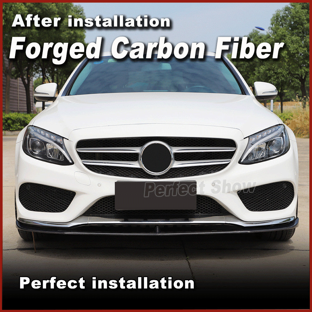for Mercedes W205 C205 A205 C300 Sport Forged Carbon Front Bumper Lip Spoiler