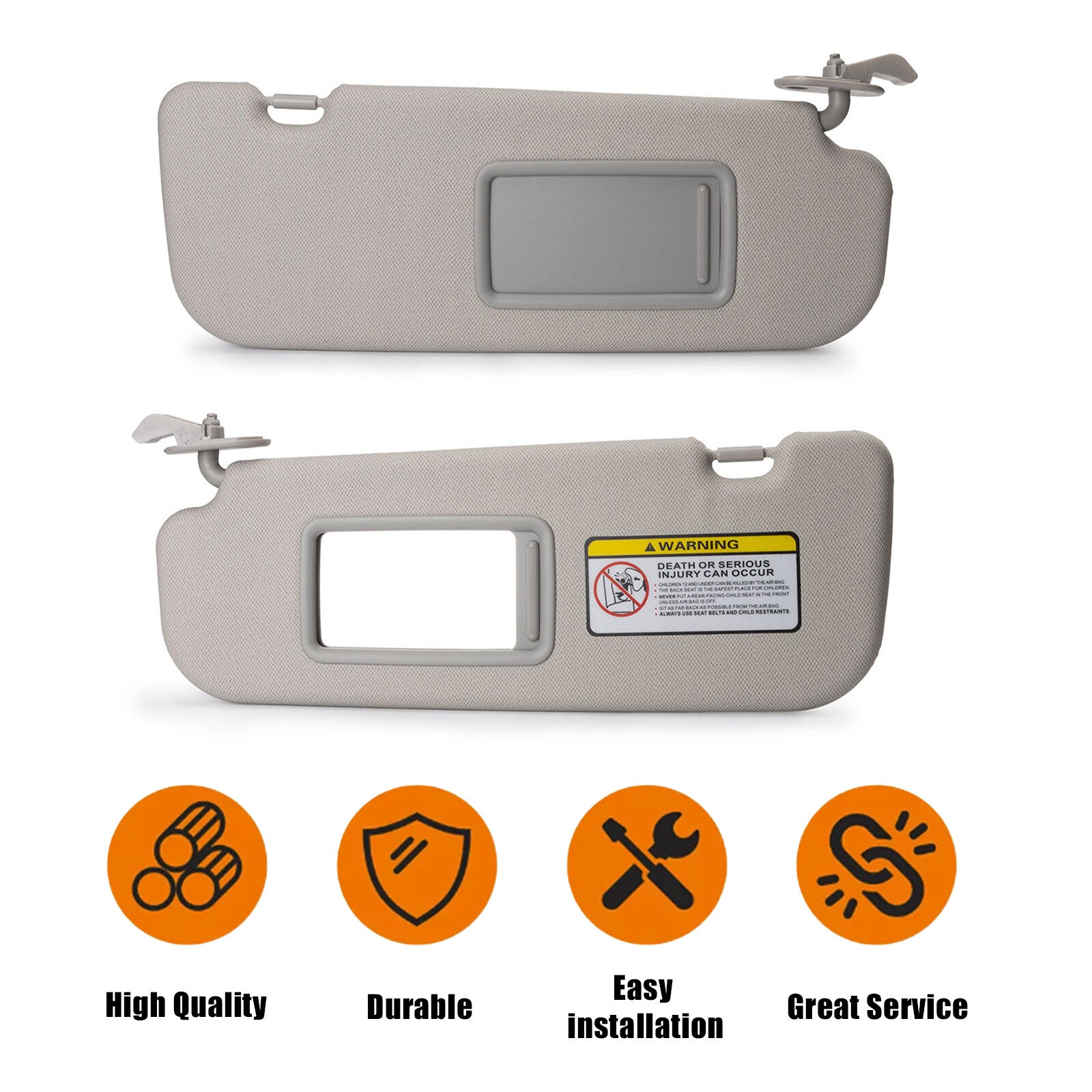 2X for Hyundai for Elantra 2011-2015 1.8L 2.0L Gray 852203X000TX Sun Visor w/ Mirror