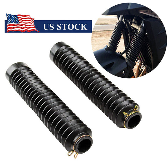 2Pcs Motorcycle Front Gator Fork BootS Protector Cover Seal Black Rubber US Ship Q
