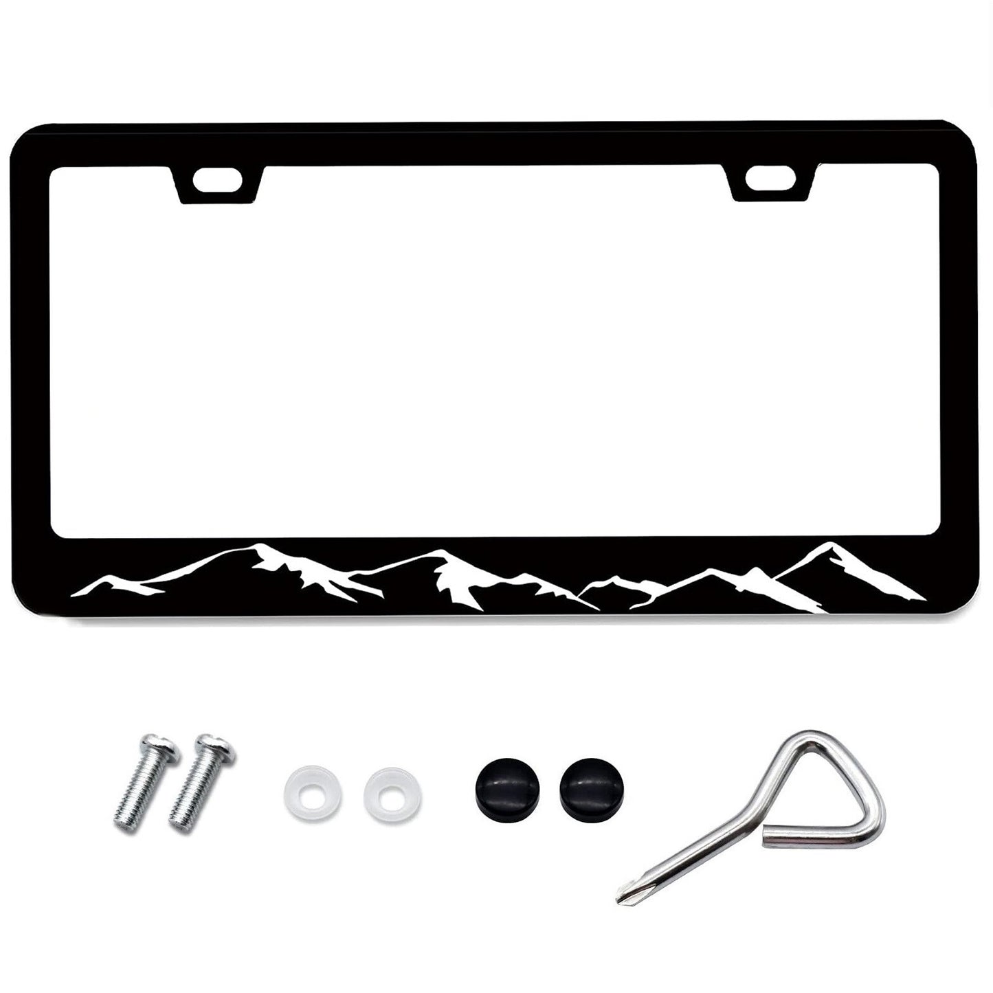 Suitable for Subaru Outback Mountains Raised Black Metal Car License Plate Frame Cover - n