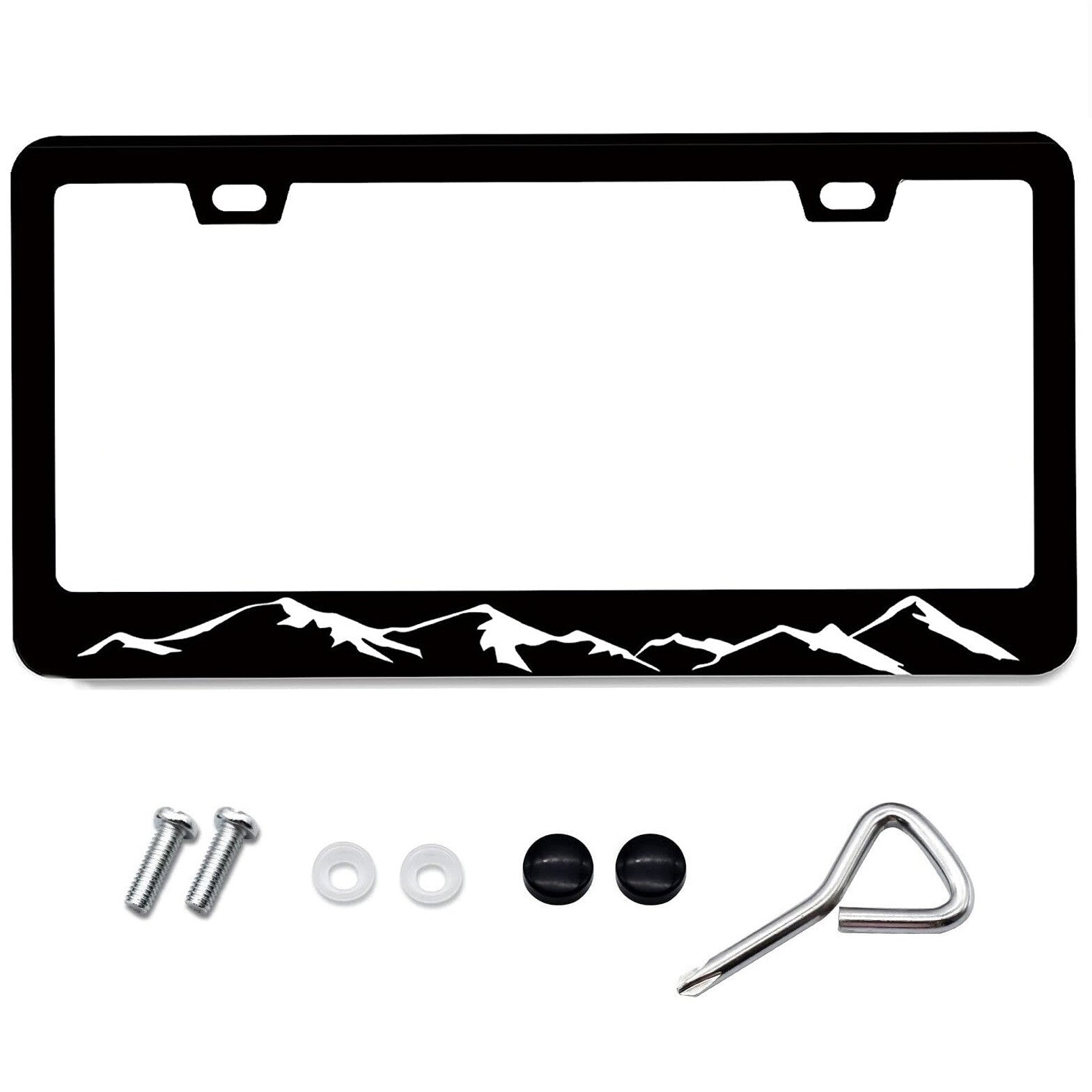 Suitable for Subaru Outback Mountains Raised Black Metal Car License Plate Frame Cover - n